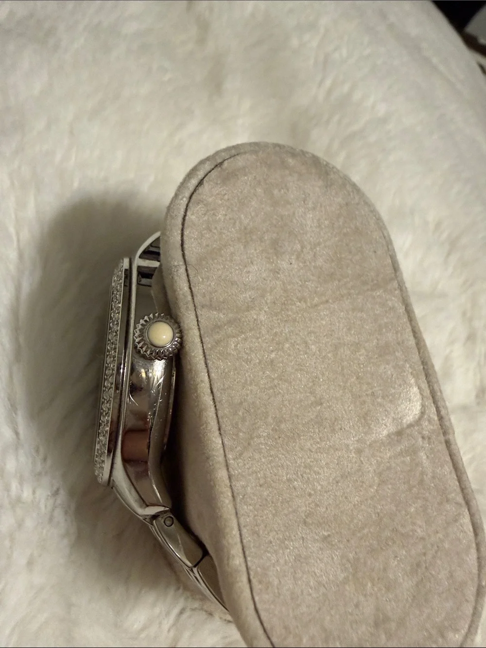 Tommy Bahama Silver-Tone Crystal Bezel Mother-of-Pearl Watch